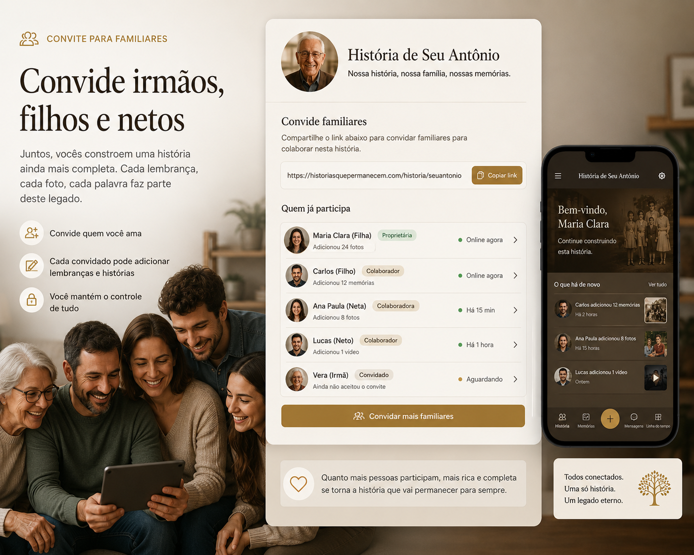 Convide irmãos, filhos e netos para colaborar na história