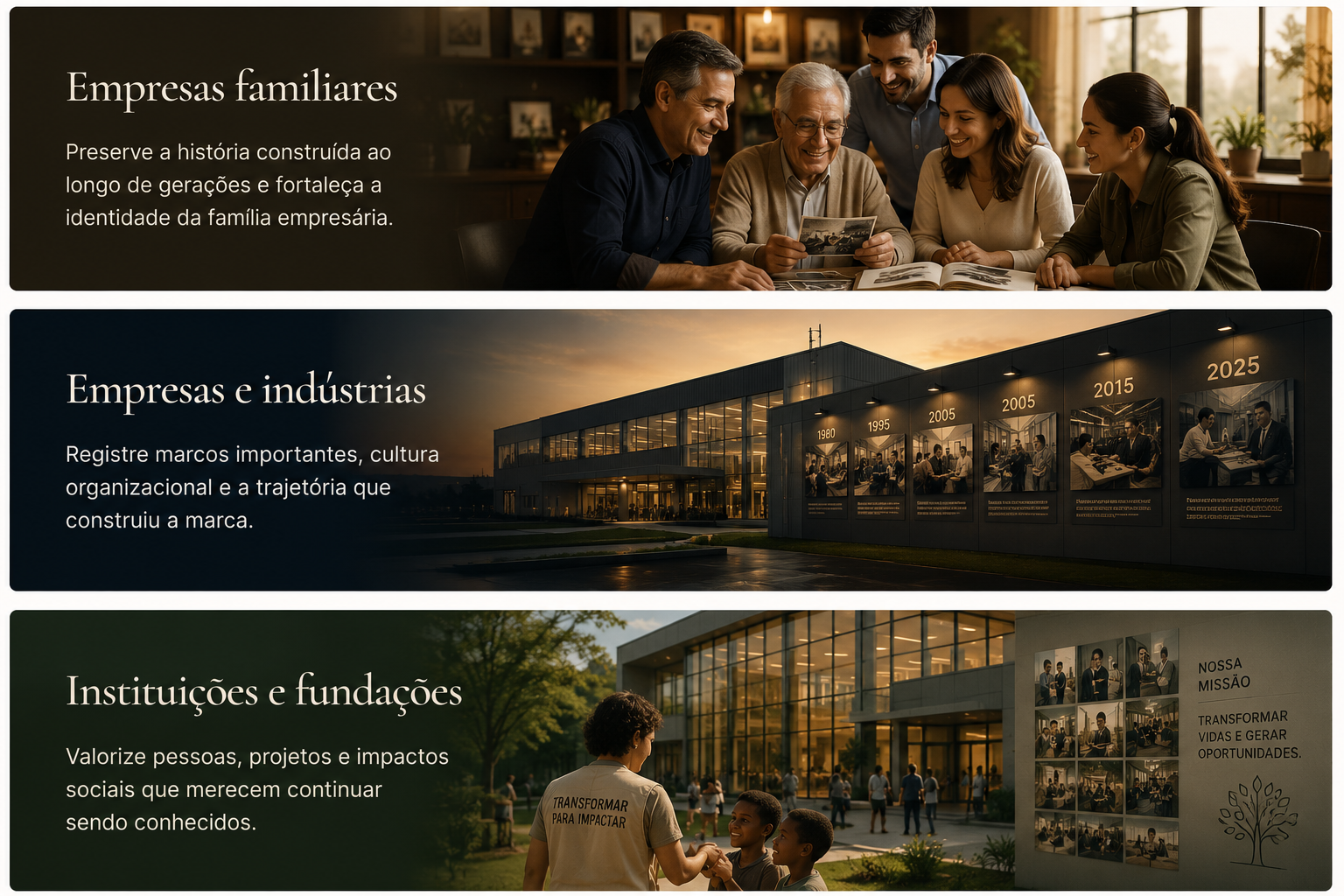 Empresas familiares, empresas e indústrias, instituições e fundações